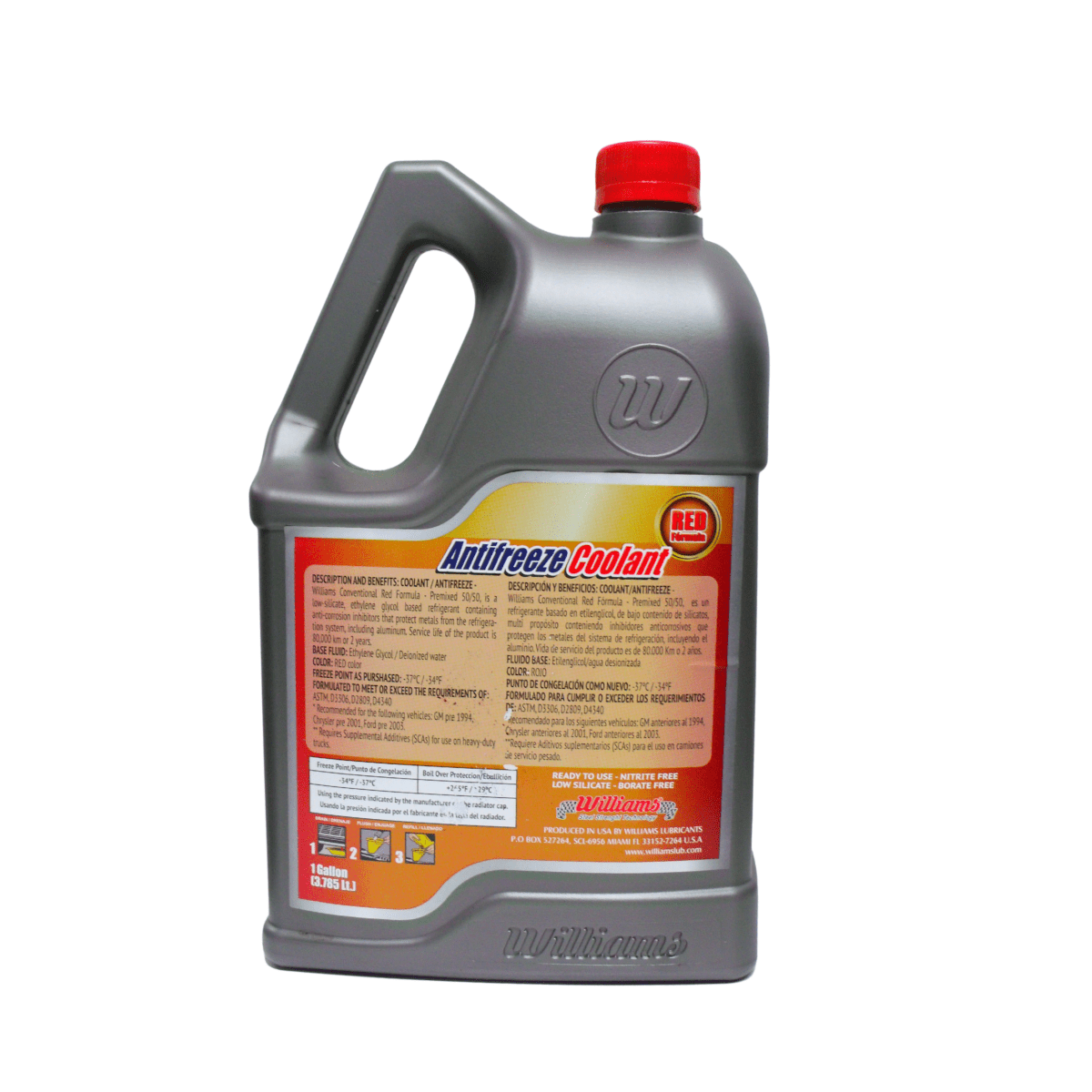 Anticongelante Refrigerante Williams 50/50 Rojo 1 Galón - Repuestos BYC SPA - WILLIAMS - Coolant Williams 50 - 50 ROJO