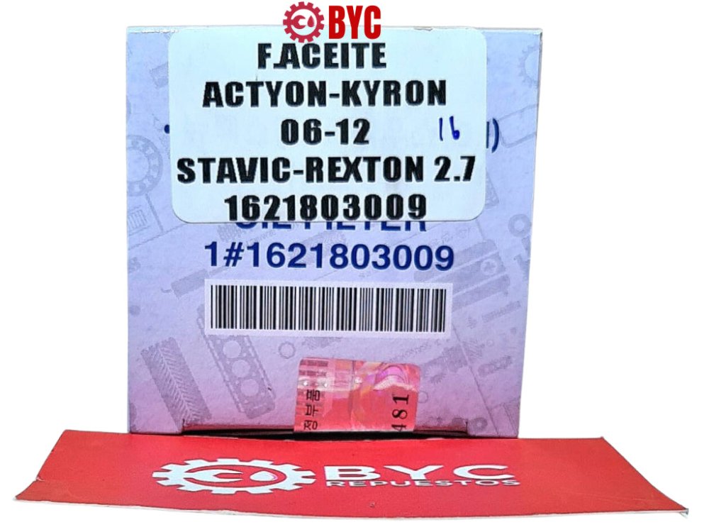 Filtro de aceite SsangYong ACTYON Kyron 2.0-2.3-2.7 Stavic-Rexton 2.7 2004-2013 - Repuestos BYC SPA - SSANGYONG - 1621803009OR