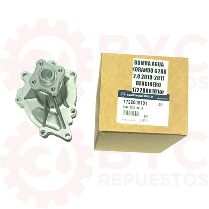 Bomba de agua SsangYong Korando c g20d 2.0 bencinera 2010-2018 - Repuestos BYC SPA - SSANGYONG - 1722000101kor