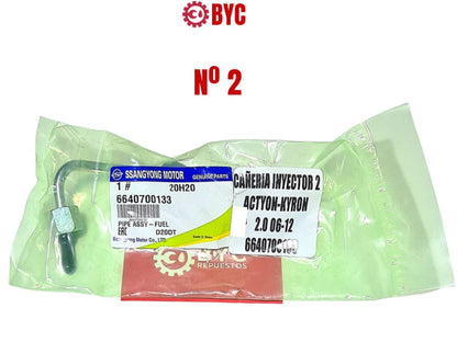 Cañería nº2 de inyector SsangYong ACTYON Kyron Euro 3-4 2006-2013 - Repuestos BYC SPA - SSANGYONG - 6640700133OR