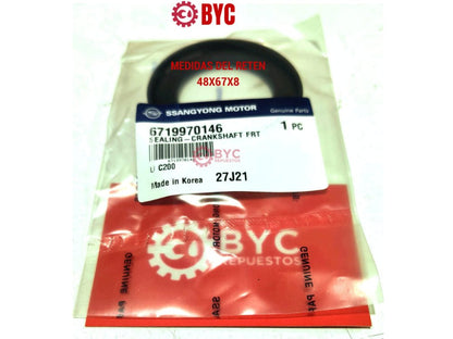 Reten cigüeñal delantero new ACTYON, Rexton, Stavic Korando diésel Grand Musso 2.2 (original) - Repuestos BYC SPA - SSANGYONG - 6719970146OR
